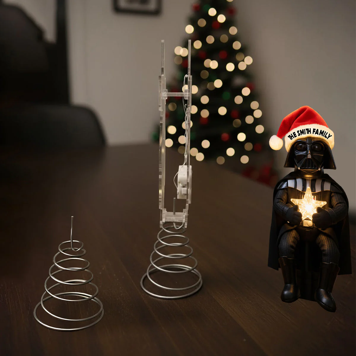 Merry Christmas - Personalized The Force LED Light Tree Topper