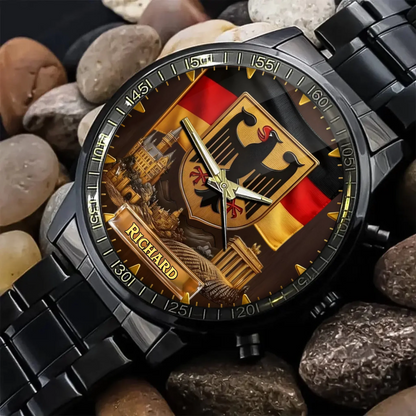 Personalized German Flag Traditional Watch - Adorned With The Federal Eagle