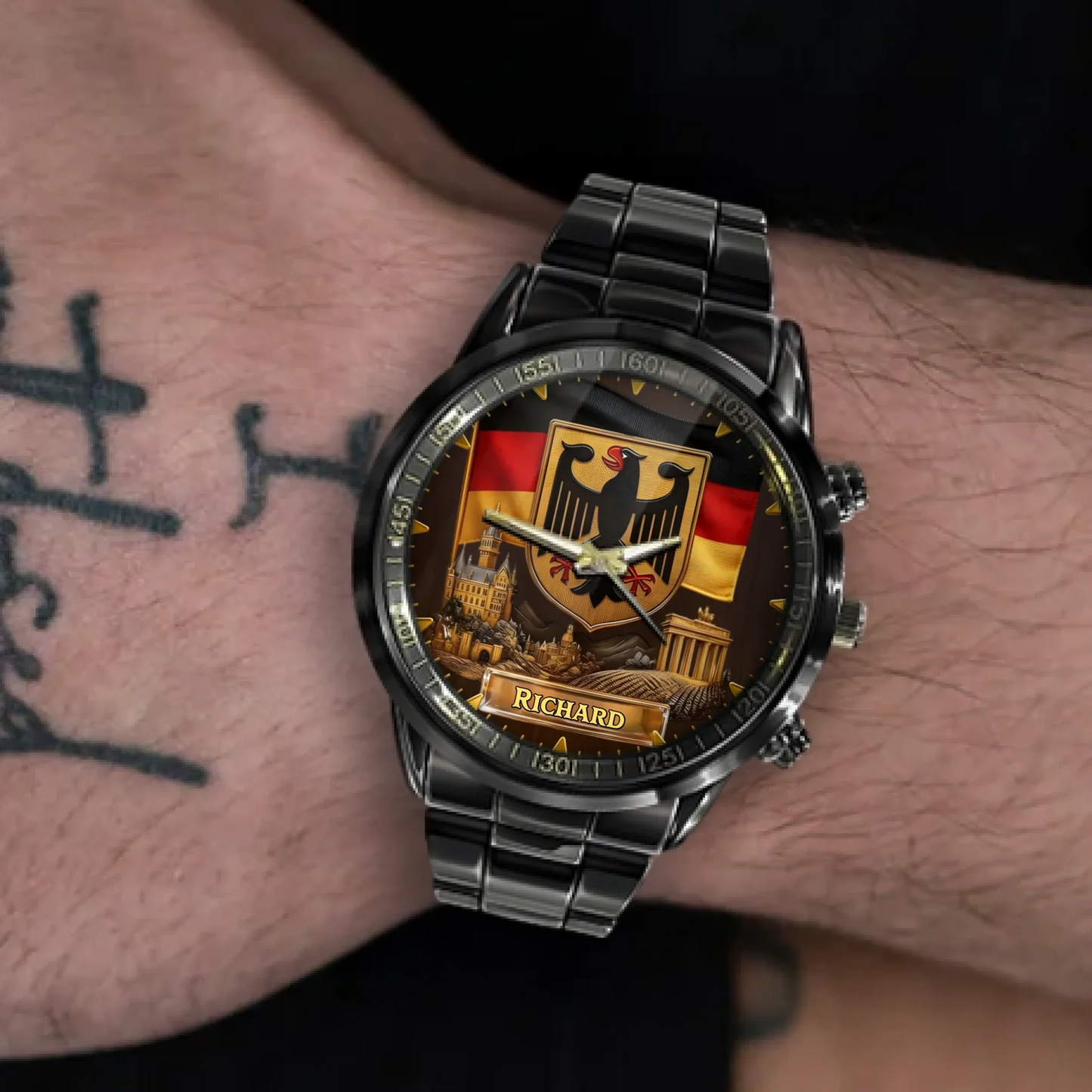 Personalized German Flag Traditional Watch - Adorned With The Federal Eagle