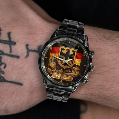 Personalized German Flag Traditional Watch - Adorned With The Federal Eagle