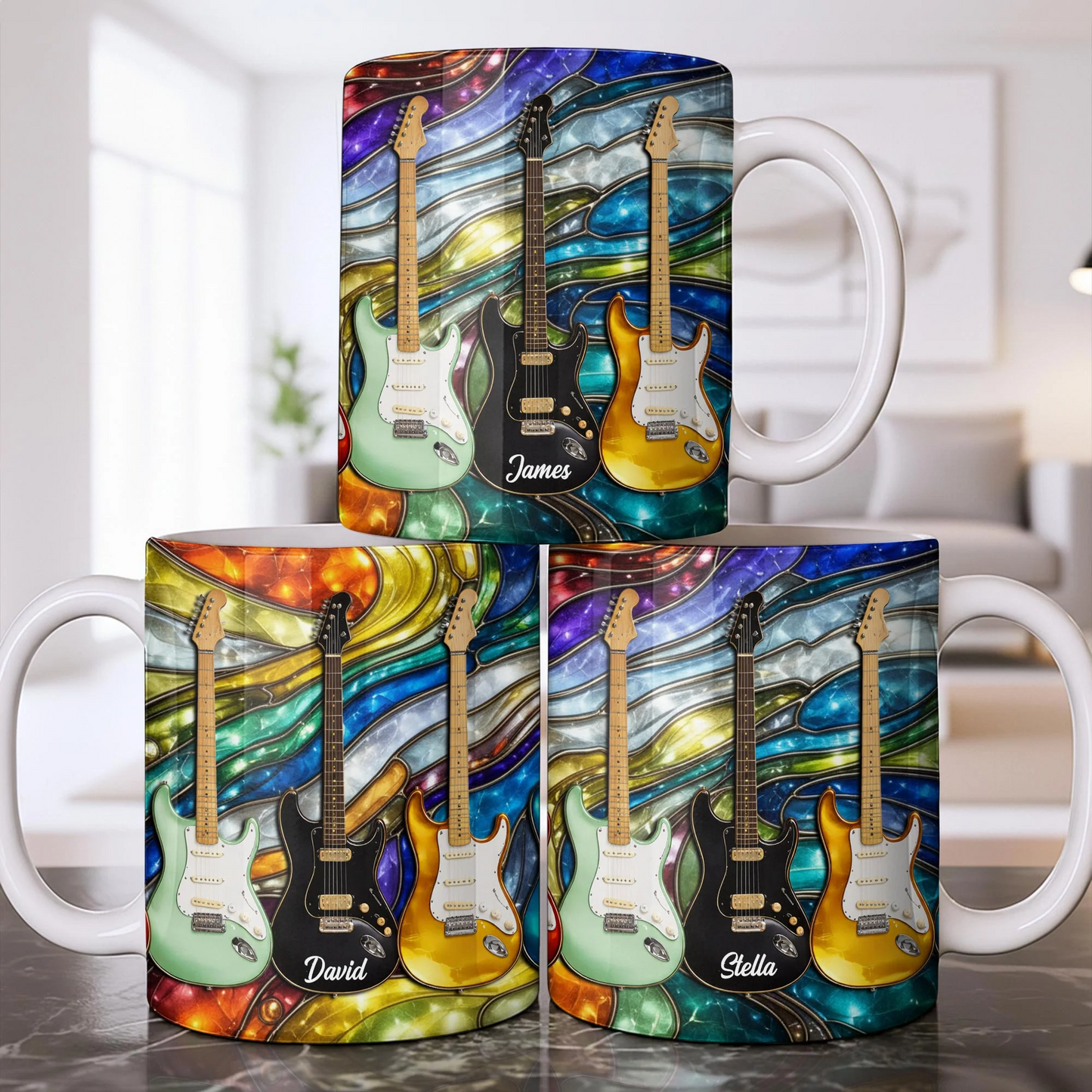 Electric Guitar Art, Personalized Coffee Mug, Gift For Music Lovers