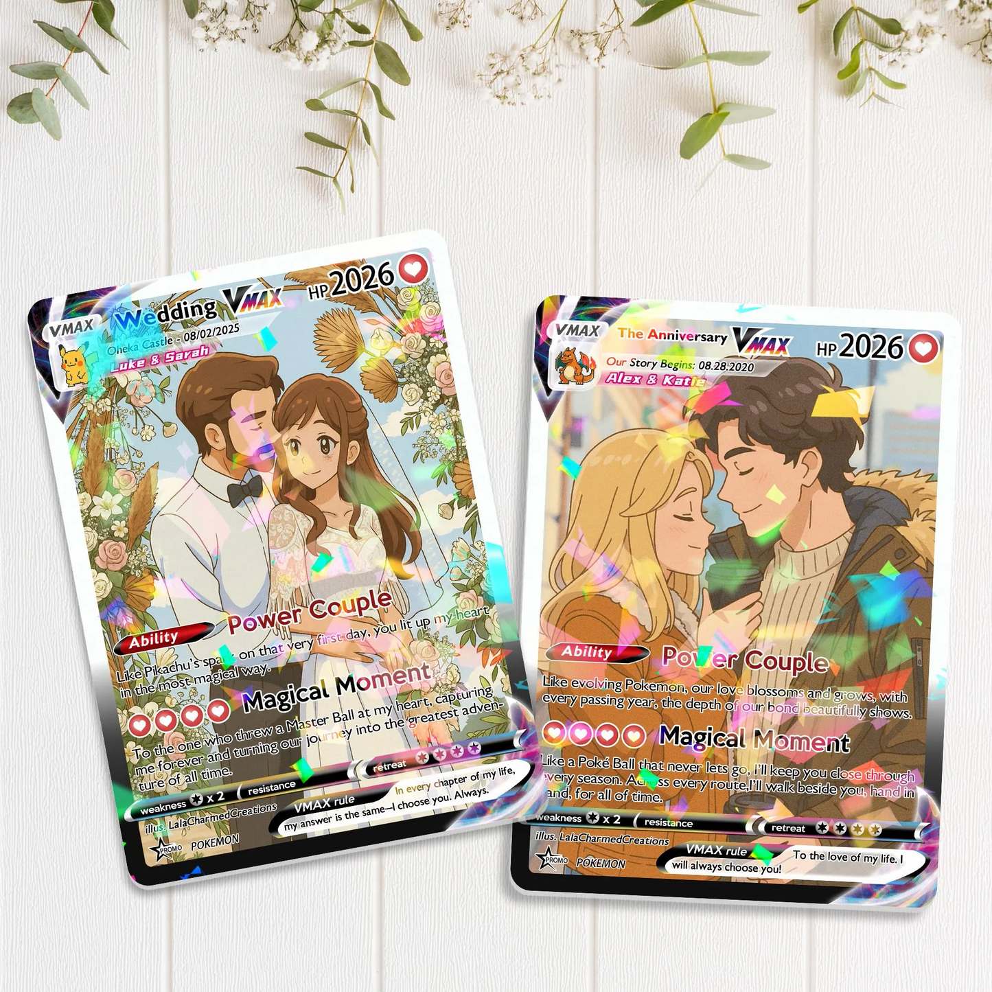 Personalized Anniversary Card, Custom Photo PKM Card, Valentine's Day Gift