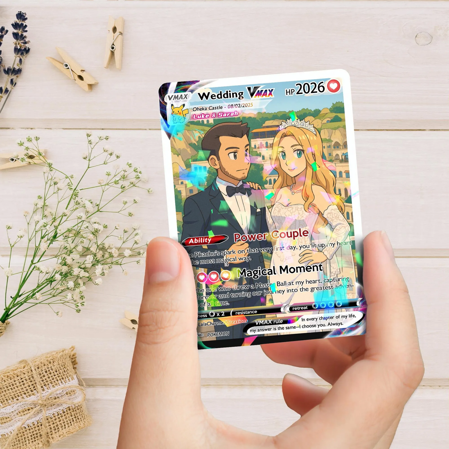 Personalized Anniversary Card, Custom Photo PKM Card, Valentine's Day Gift