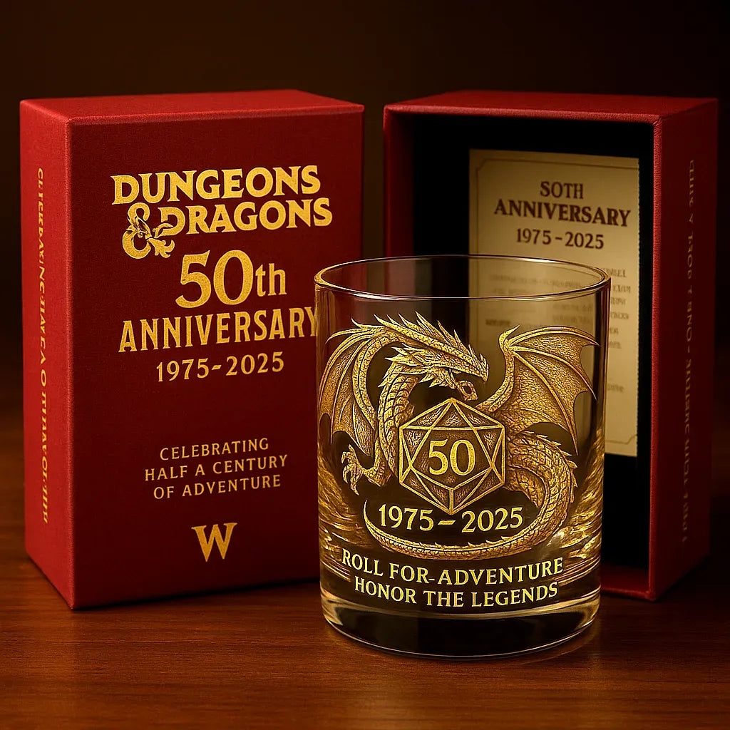 Legendary Dragon Anniversary – Personalized Fantasy Dice Engraved Whiskey Glass