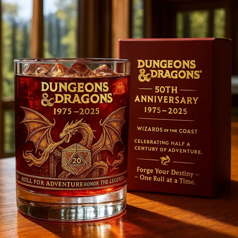 Legendary Dragon Anniversary – Personalized Fantasy Dice Engraved Whiskey Glass