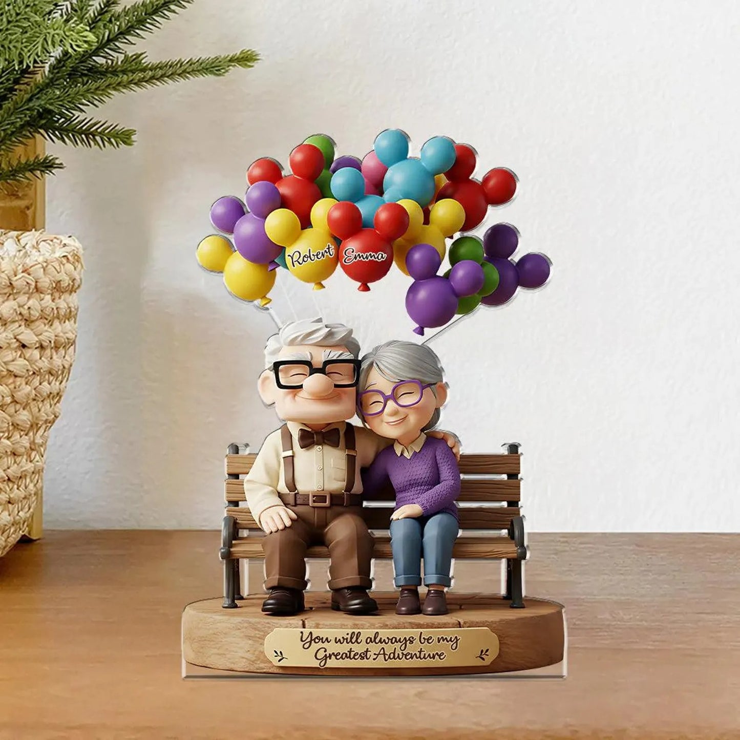 Personalized Old Couple Acrylic Plaque, You Are My Greatest Adventure Flat Plaque