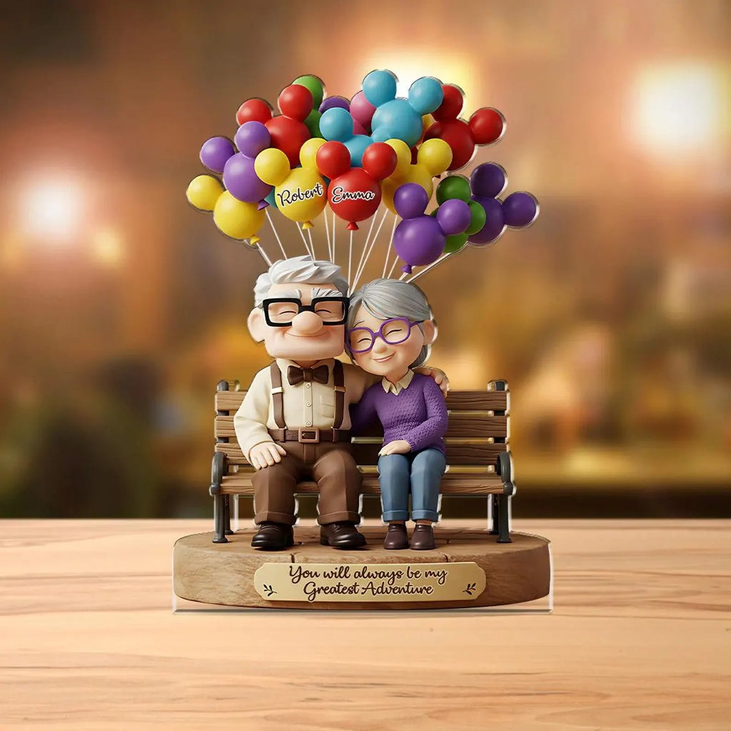 Personalized Old Couple Acrylic Plaque, You Are My Greatest Adventure Flat Plaque