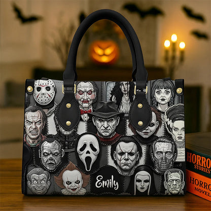 Horror Patches Leather Bag, Personalized Gifts For Horror Movie Fans