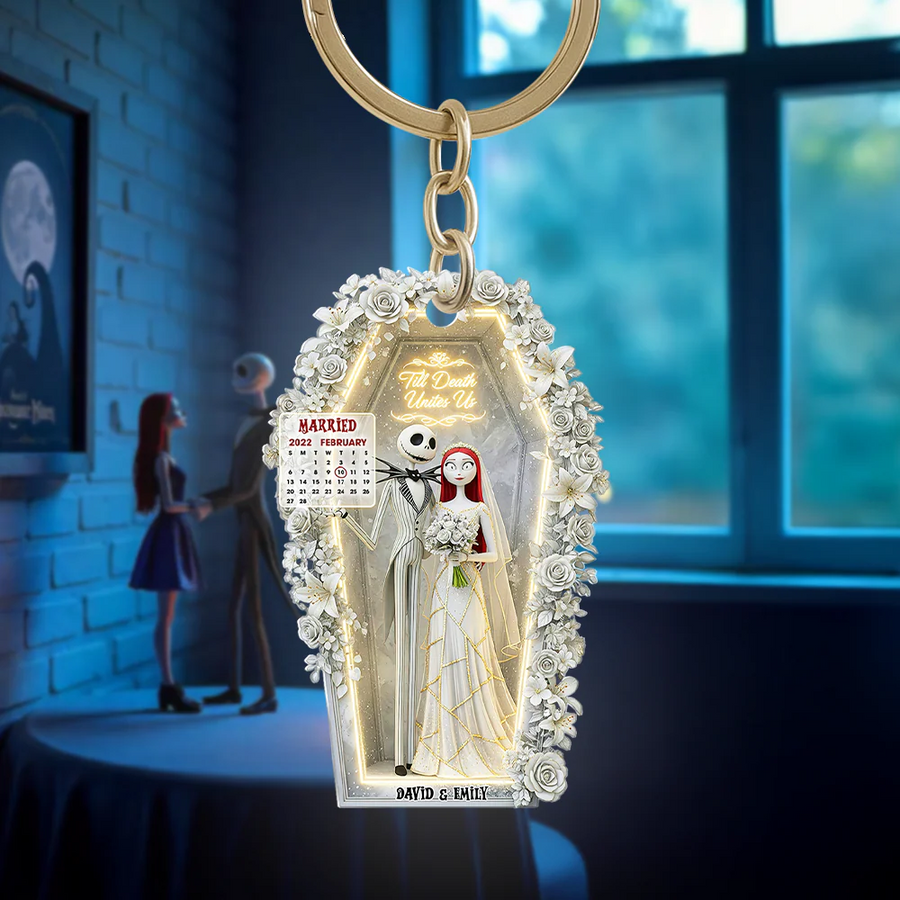 Horror Wedding Couple Keychain - Personalized Gifts For Couple
