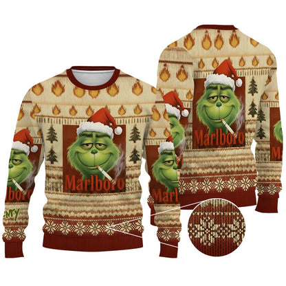 Green Monster Cigarette Christmas Movie - Personalized Stole Christmas Ugly Sweater