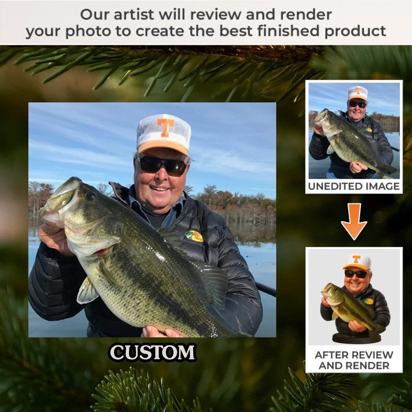 Custom Photo Acrylic Ornament - Personalized Christmas Birthday Fishing Gifts For Fisherman