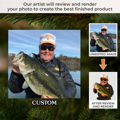 Custom Photo Acrylic Ornament - Personalized Christmas Birthday Fishing Gifts For Fisherman
