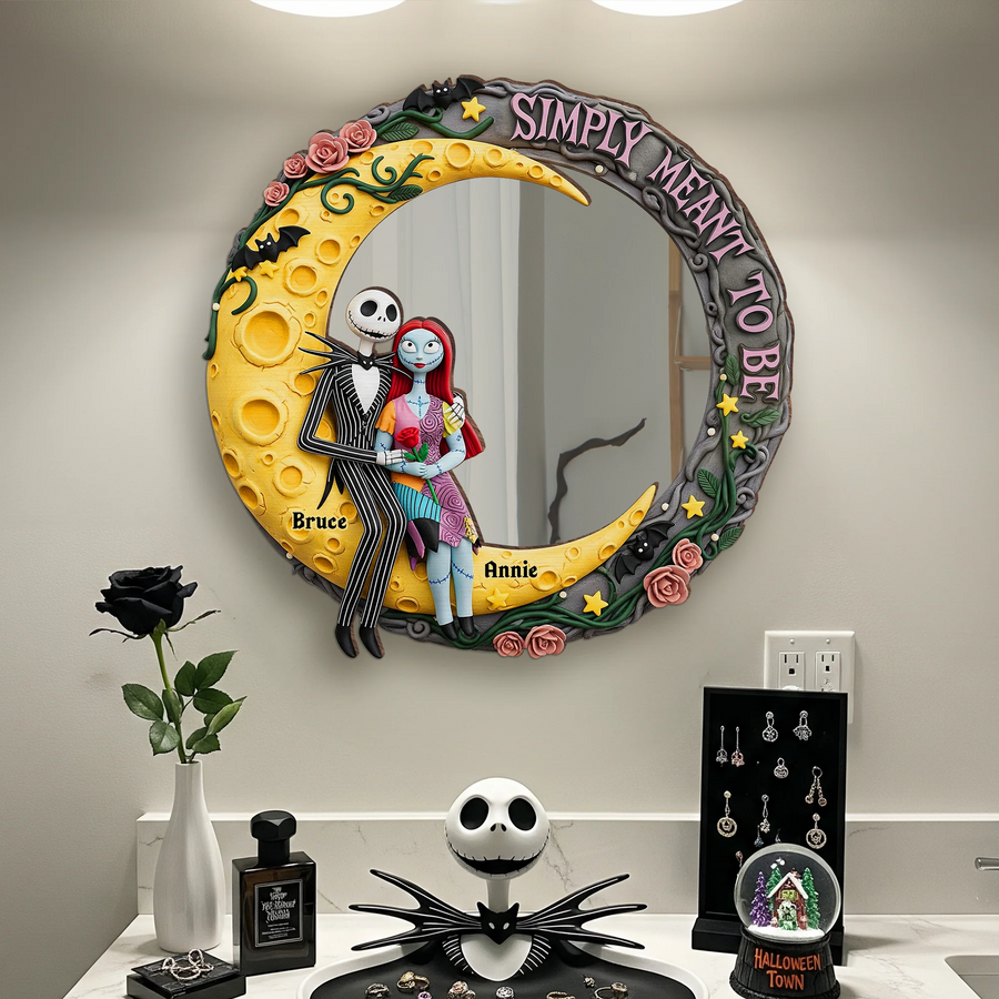 Moonlit Couple's Love Custom Shaped Mirror - Personalized Gifts For Couple