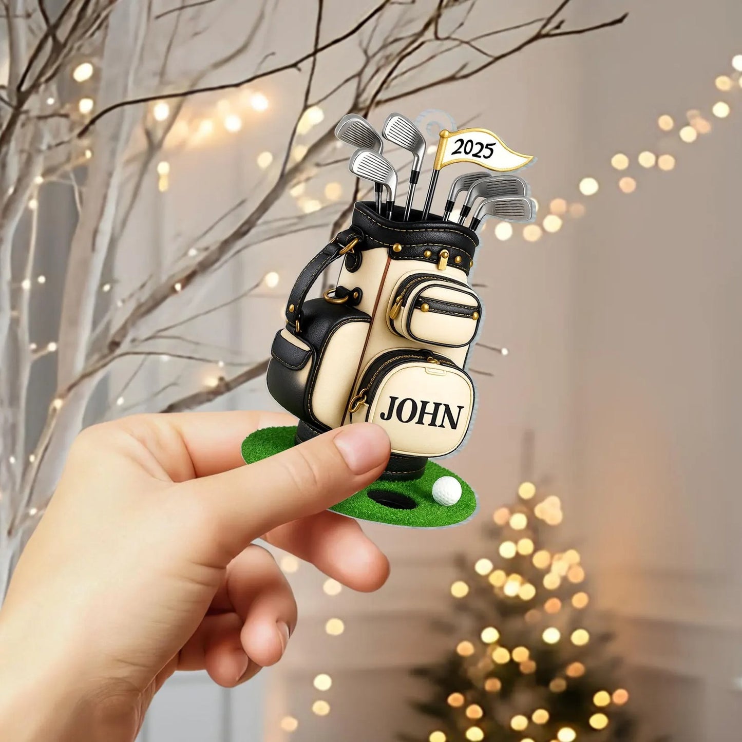 Golf Bag - Personalized Golf Lover Custom Shaped Acrylic Ornament, Gift for Golf Dad, Gift For Pro Golfer, Golf Club Gift