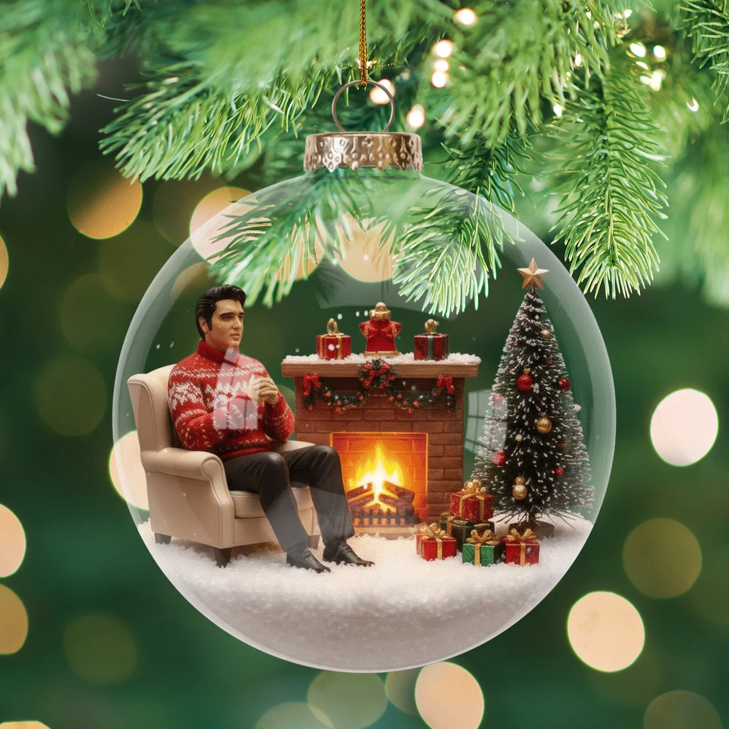 ELPR Legend Singer – Personalized Holiday Scene Custom Shaped Acrylic Ornament