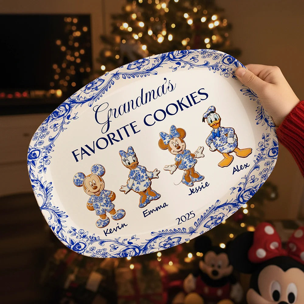 Grandma's Cookies - Personalized Christmas Gifts - Toile De Jouy Blue Floral Plate