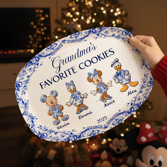 Grandma's Cookies - Personalized Christmas Gifts - Toile De Jouy Blue Floral Plate