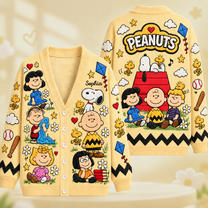 PN Celebrates Friendship Cute Cartoon Cozy Cardigan, Vintage Style Gifts For Her