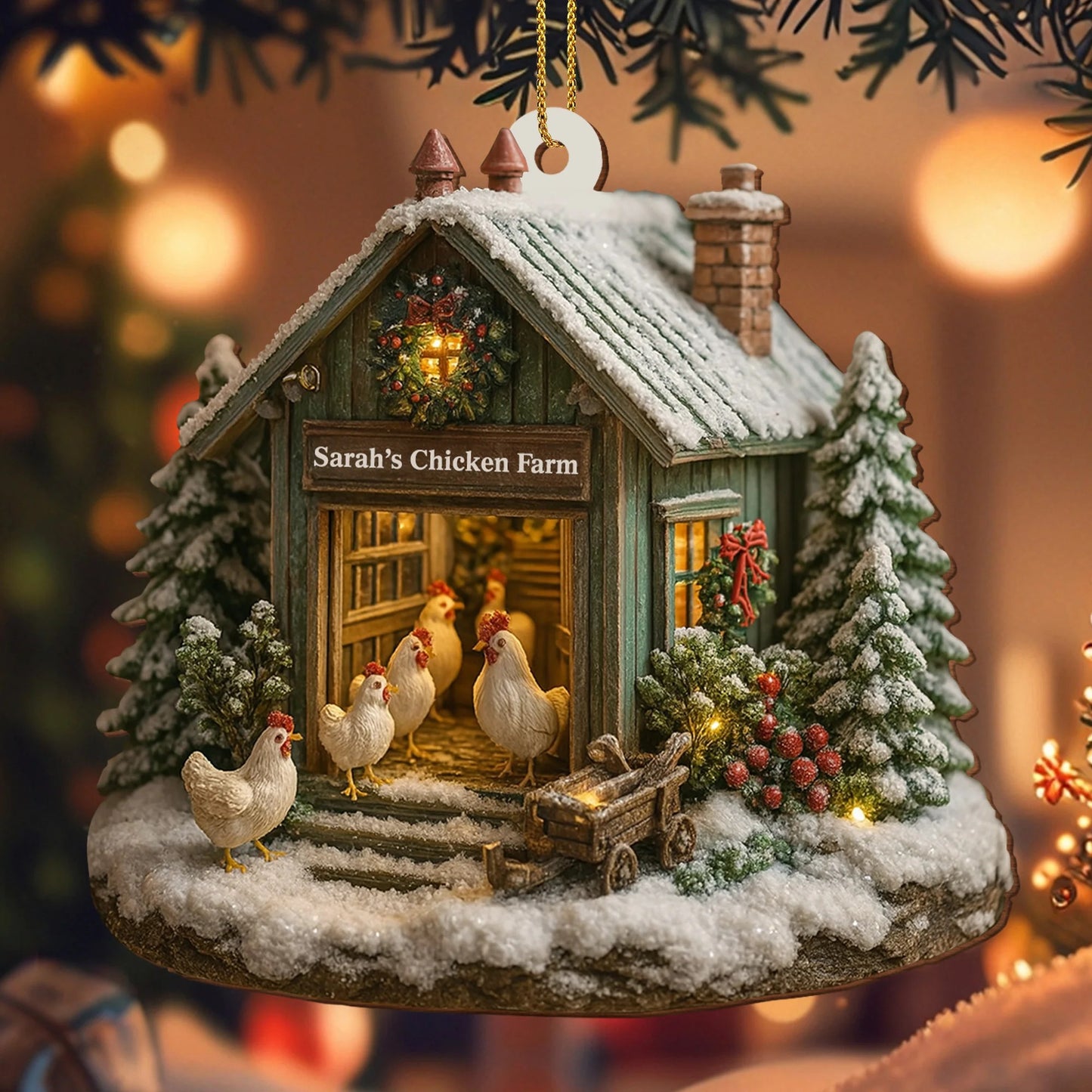 Welcome to Our Cozy Farm, Celebrate the Holiday Season, Personalized Custom Acrylic Ornament