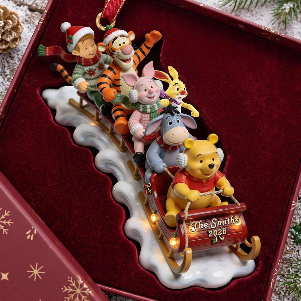 Jolly Snow Ride With Honey Bear Christmas Gift For Family - Personalized Acrylic Ornament