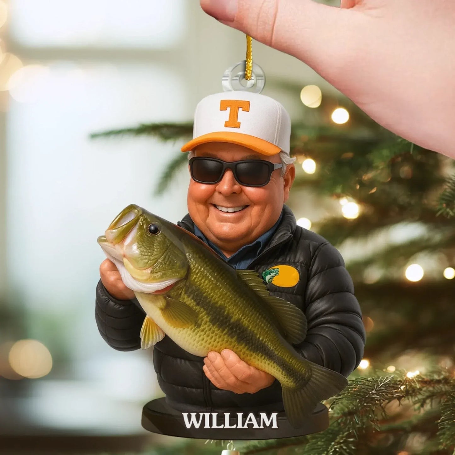 Custom Photo Acrylic Ornament - Personalized Christmas Birthday Fishing Gifts For Fisherman