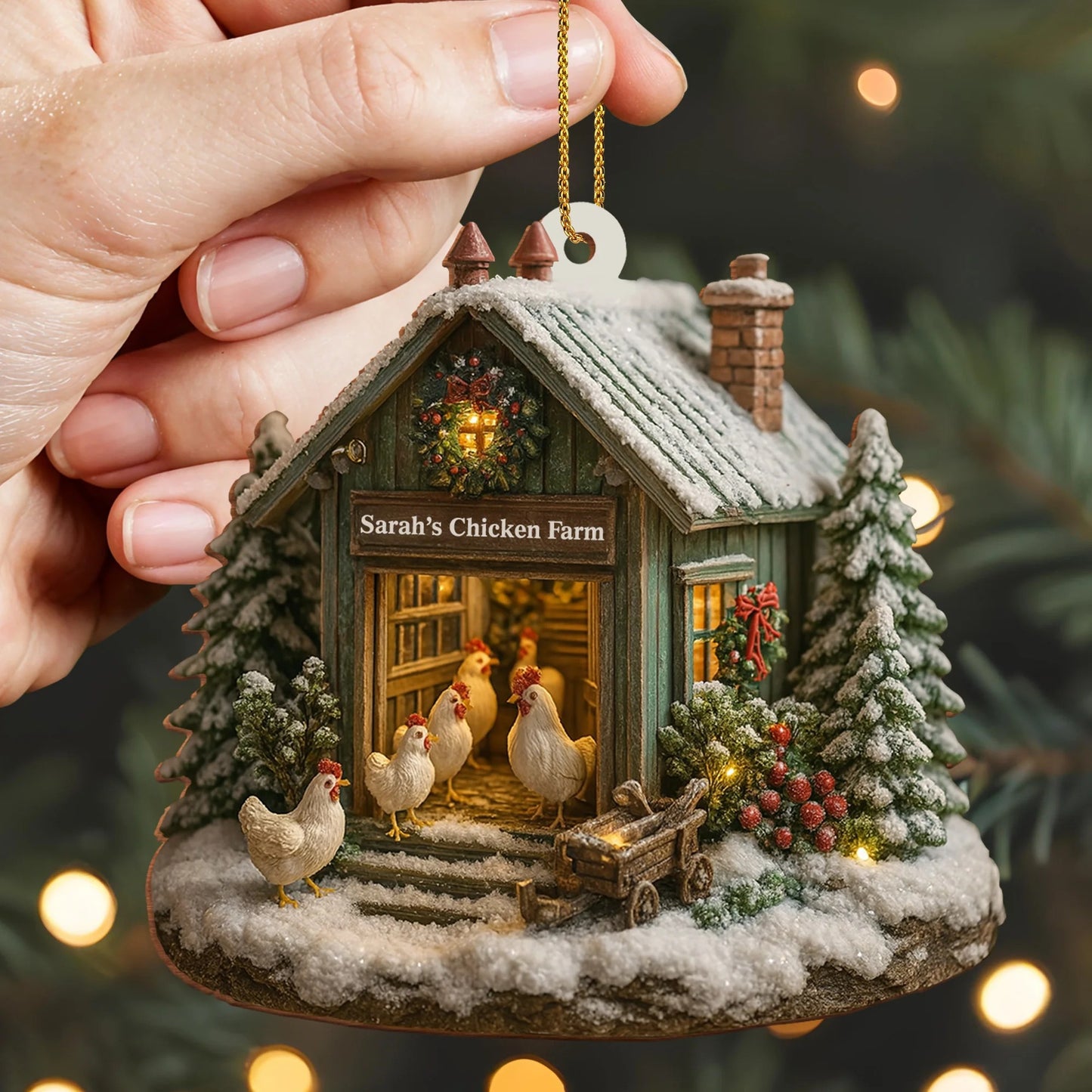 Welcome to Our Cozy Farm, Celebrate the Holiday Season, Personalized Custom Acrylic Ornament