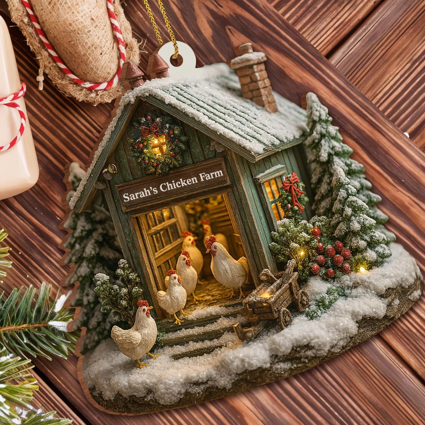 Welcome to Our Cozy Farm, Celebrate the Holiday Season, Personalized Custom Acrylic Ornament