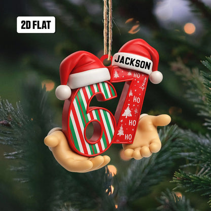 Personalized Six Seven 2D Flat Ornament, Funny Number Meme Ornament, 6 7 Christmas Tree Decoration