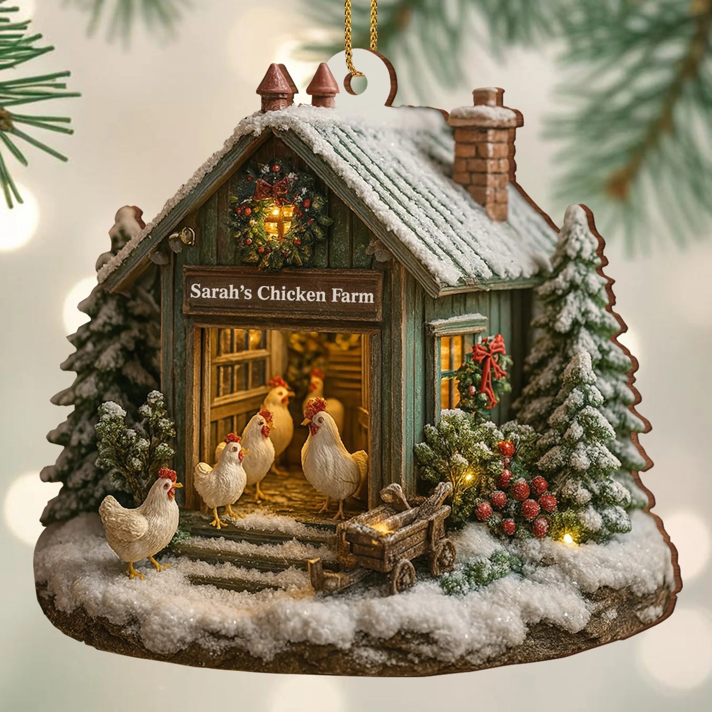 Welcome to Our Cozy Farm, Celebrate the Holiday Season, Personalized Custom Acrylic Ornament