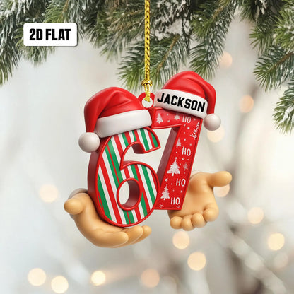 Personalized Six Seven 2D Flat Ornament, Funny Number Meme Ornament, 6 7 Christmas Tree Decoration