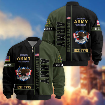 US Veterans Bomber Jacket 2, Gifts For US Veterans, Gifts On Father's Day, Veterans Day