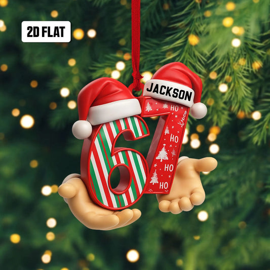 Personalized Six Seven 2D Flat Ornament, Funny Number Meme Ornament, 6 7 Christmas Tree Decoration