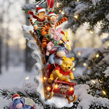 Jolly Snow Ride With Honey Bear Christmas Gift For Family - Personalized Acrylic Ornament