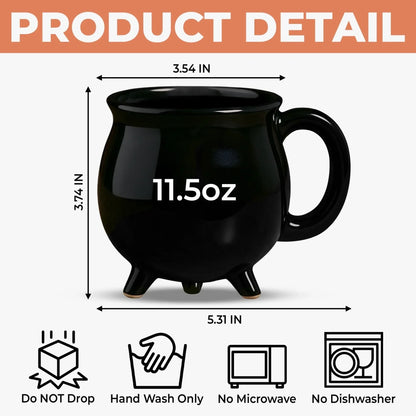 Custom 12oz Ceramic Cauldron Coffee Mug 2 - Personalized Halloween Witchy Gifts For Besties, Sisters, BFF, Family, Yourself - Brew And Boo