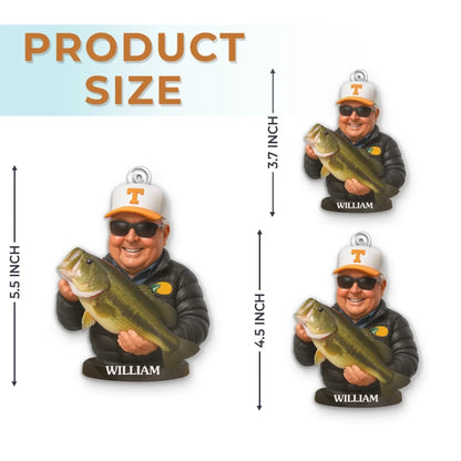 Custom Photo Acrylic Ornament - Personalized Christmas Birthday Fishing Gifts For Fisherman