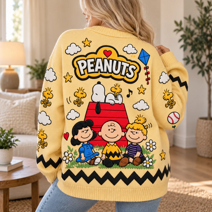 PN Celebrates Friendship Cute Cartoon Cozy Cardigan, Vintage Style Gifts For Her