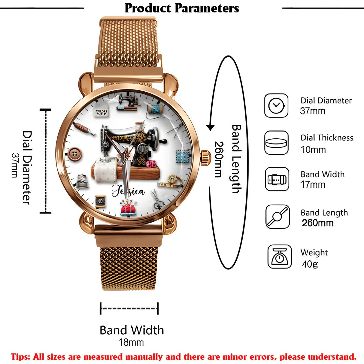 Sewing Time - Personalized Sewing Women Hand Watch