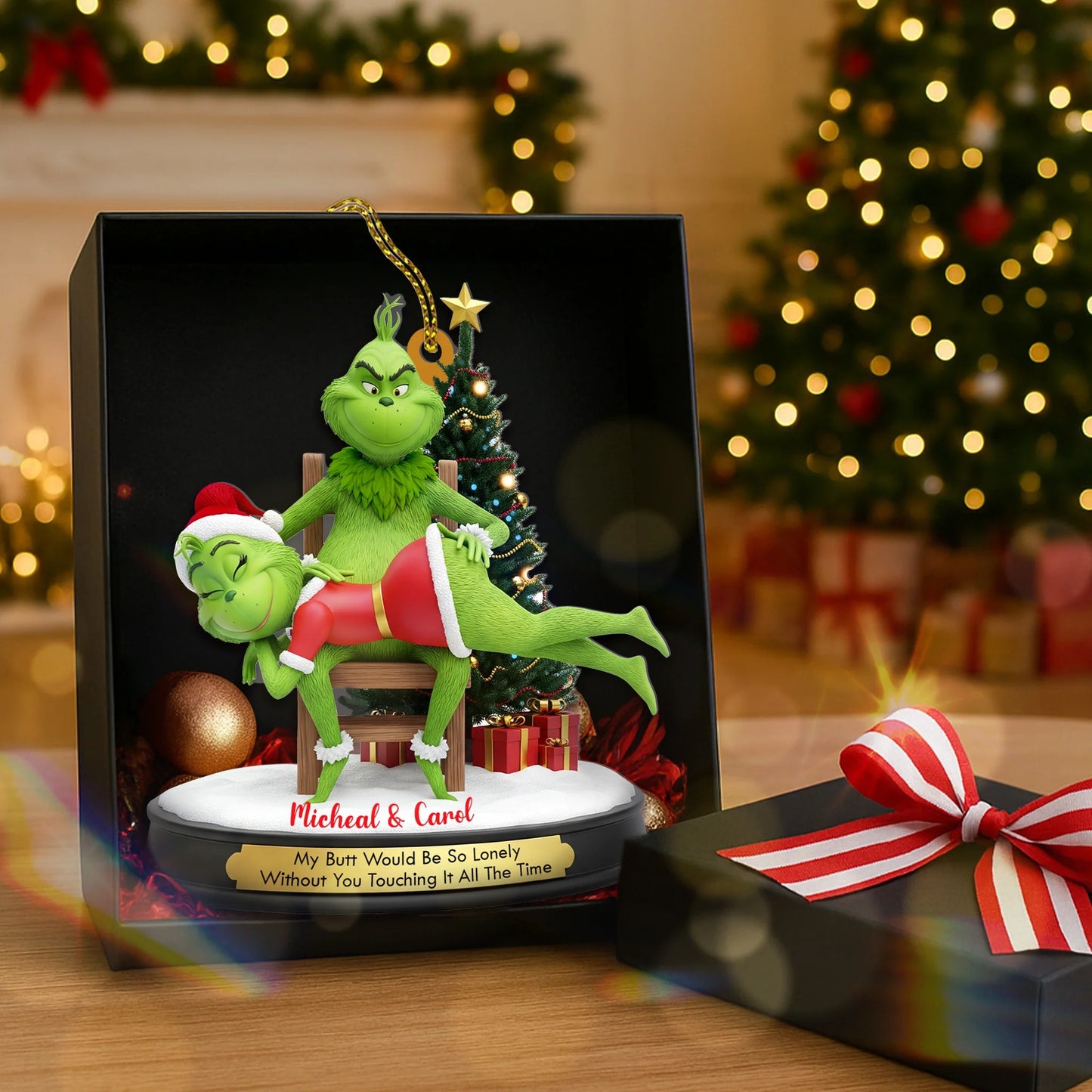 Funny Green Monsters - Couple Ornament - Personalized Christmas Gifts