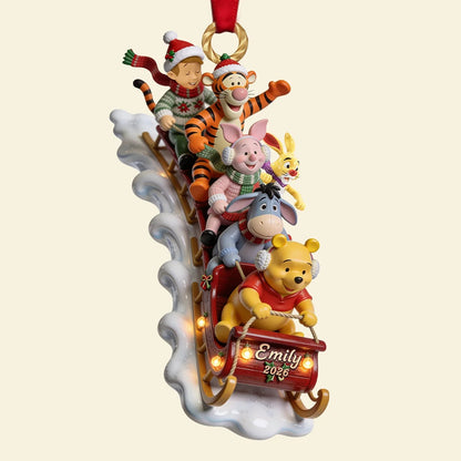 Jolly Snow Ride With Honey Bear Christmas Gift For Family - Personalized Acrylic Ornament