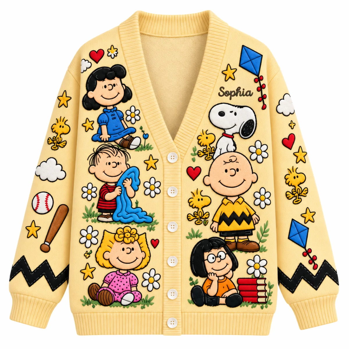 PN Celebrates Friendship Cute Cartoon Cozy Cardigan, Vintage Style Gifts For Her