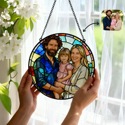 Portrait Ornament, Personalized Christmas Suncatcher, Couple or Family Photo Gift, Holiday Keepsake