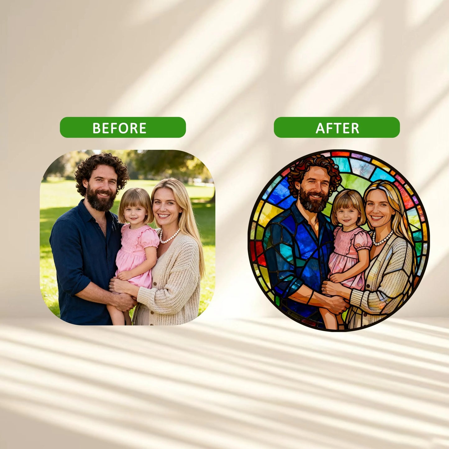 Portrait Ornament, Personalized Christmas Suncatcher, Couple or Family Photo Gift, Holiday Keepsake