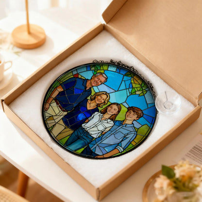 Portrait Ornament, Personalized Christmas Suncatcher, Couple or Family Photo Gift, Holiday Keepsake
