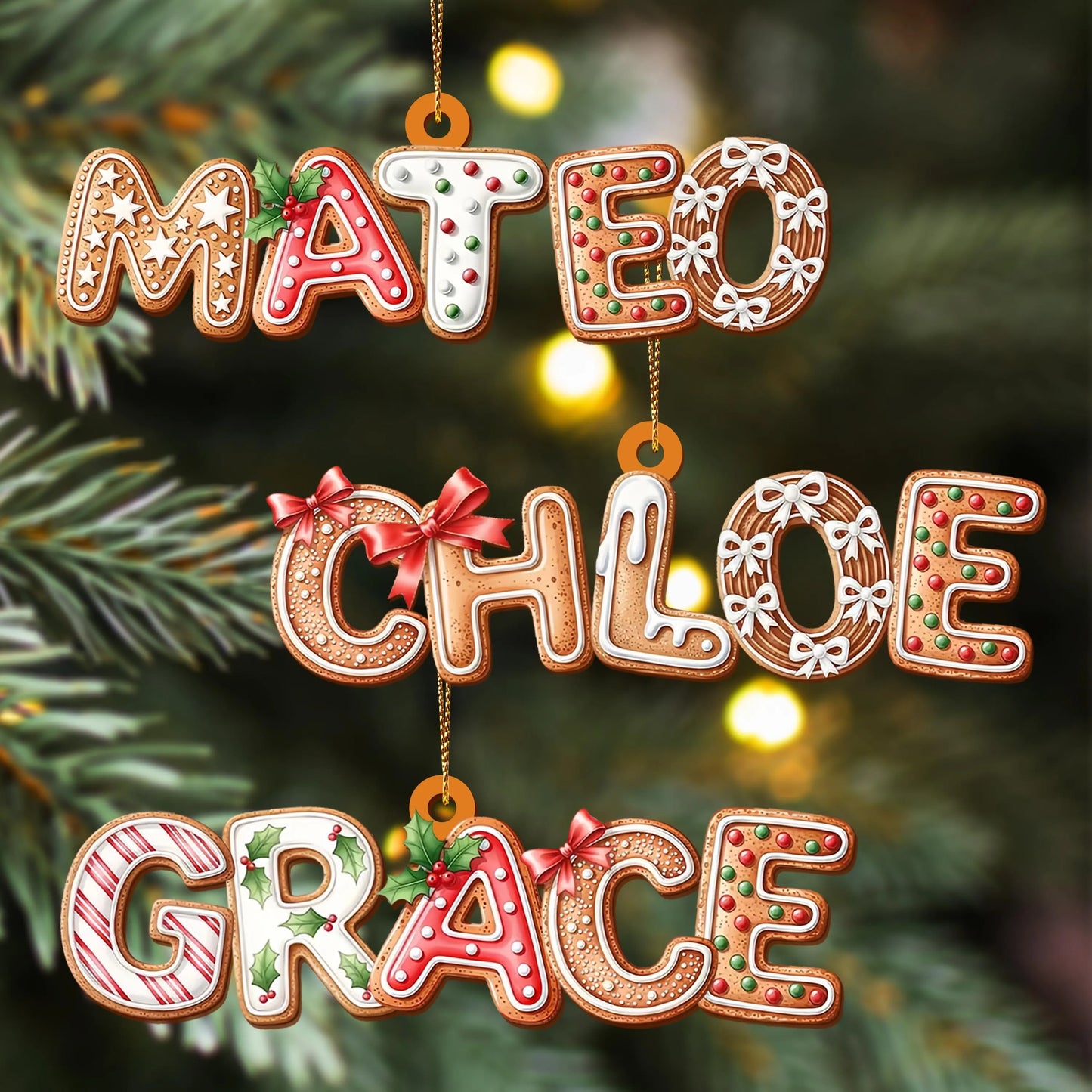 Custom Gingerbread Alphabet Ornaments, Personalised Christmas Decorations, Personalised Christmas Baubles