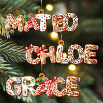 Custom Gingerbread Alphabet Ornaments, Personalised Christmas Decorations, Personalised Christmas Baubles