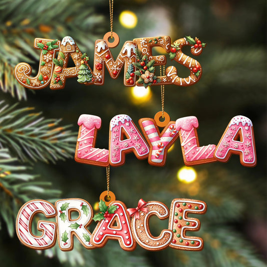 Custom Gingerbread Alphabet Ornaments, Personalised Christmas Decorations, Personalised Christmas Baubles