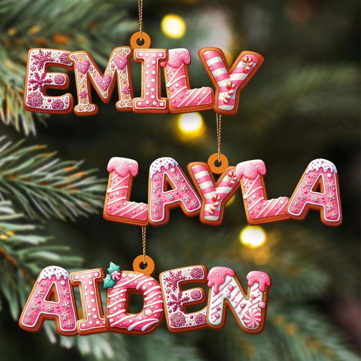 Custom Gingerbread Alphabet Ornaments, Personalised Christmas Decorations, Personalised Christmas Baubles