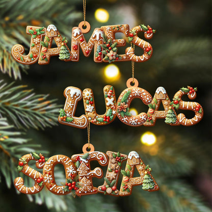 Custom Gingerbread Alphabet Ornaments, Personalised Christmas Decorations, Personalised Christmas Baubles
