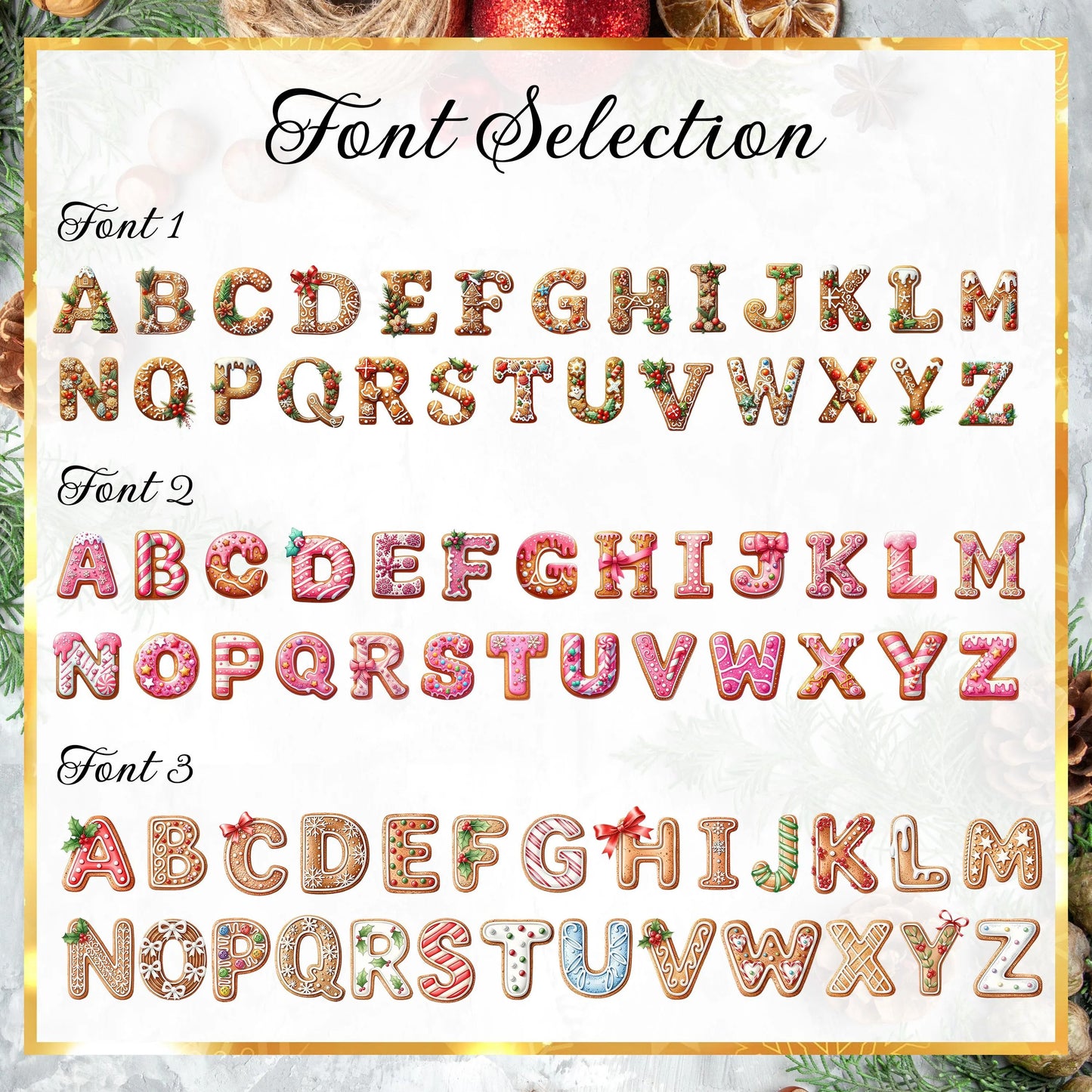 Custom Gingerbread Alphabet Ornaments, Personalised Christmas Decorations, Personalised Christmas Baubles