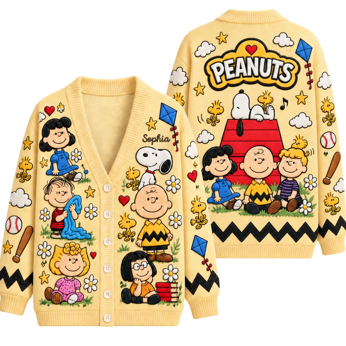 PN Celebrates Friendship Cute Cartoon Cozy Cardigan, Vintage Style Gifts For Her